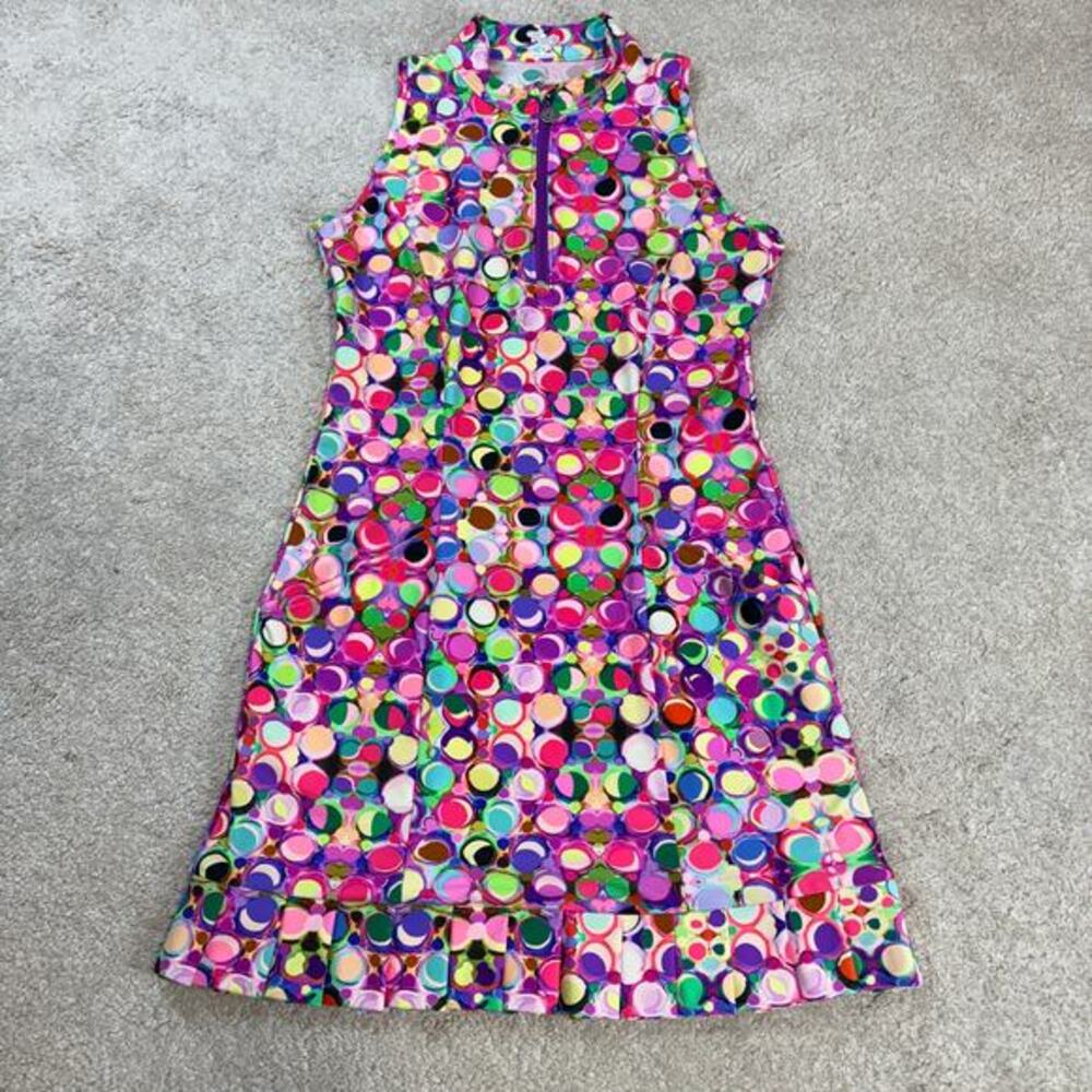 NWOT Tzu Tzu Shiloh Athletic Dress Multicolor Dotty Circles Size S